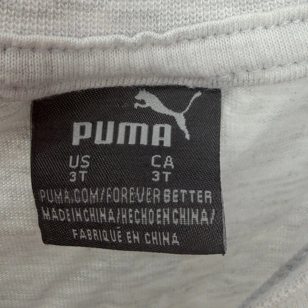 Puma Toddler Girls 3T Gray Pink Butterfly Logo T-Shirt and Bike Shorts Set - Picture 4 of 5